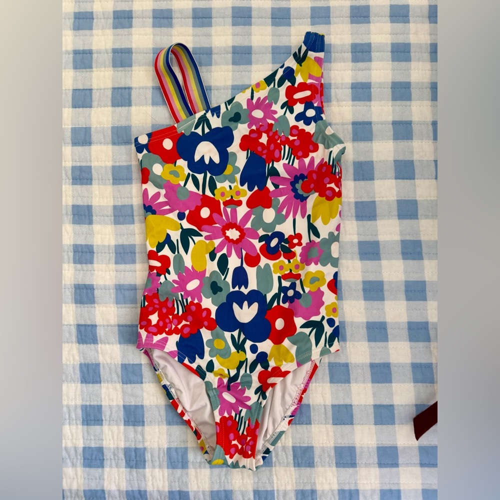 Hanna Andersson Kids Floral One-Shoulder Swimsuit - Multicolor